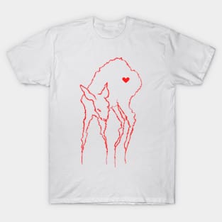 Glitchy Moon Deer in red  T-Shirt